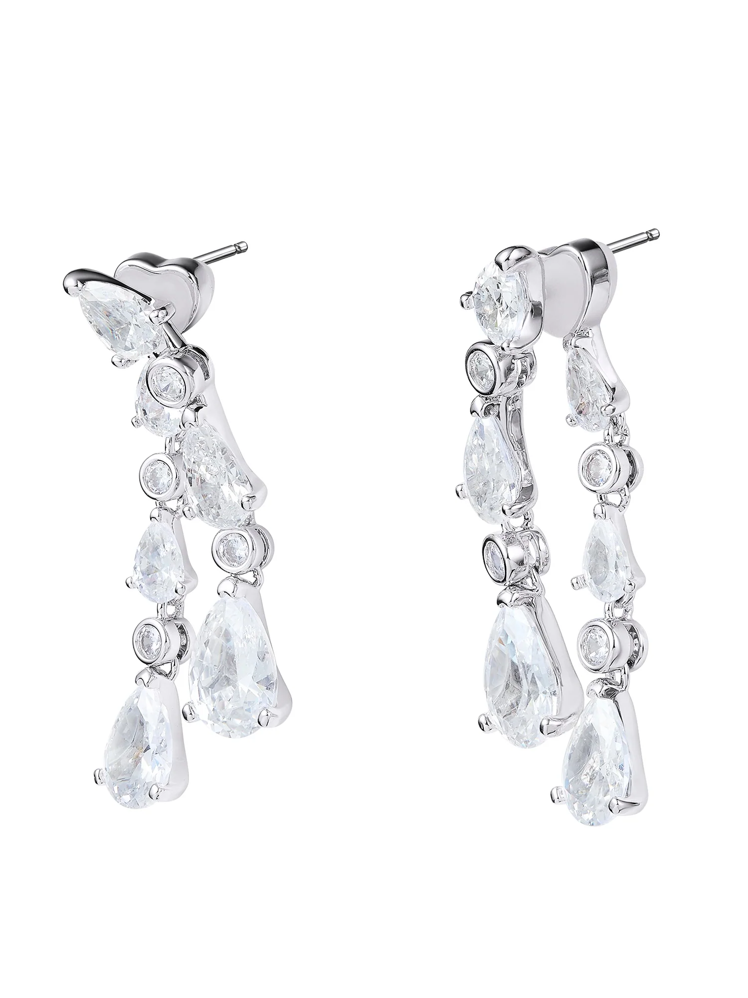 Yvette Cascading Pear Cut Crystal Earrings - Image 2