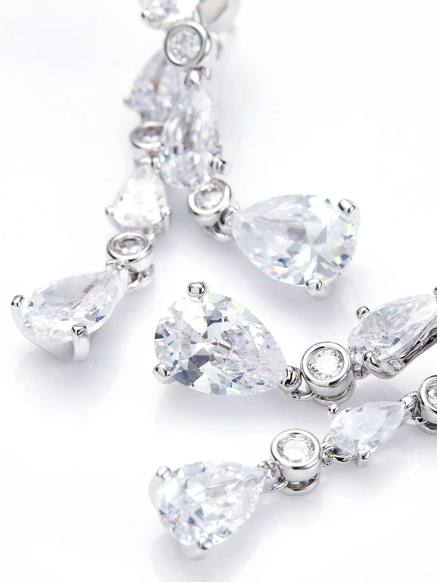 Yvette Cascading Pear Cut Crystal Earrings - Image 3