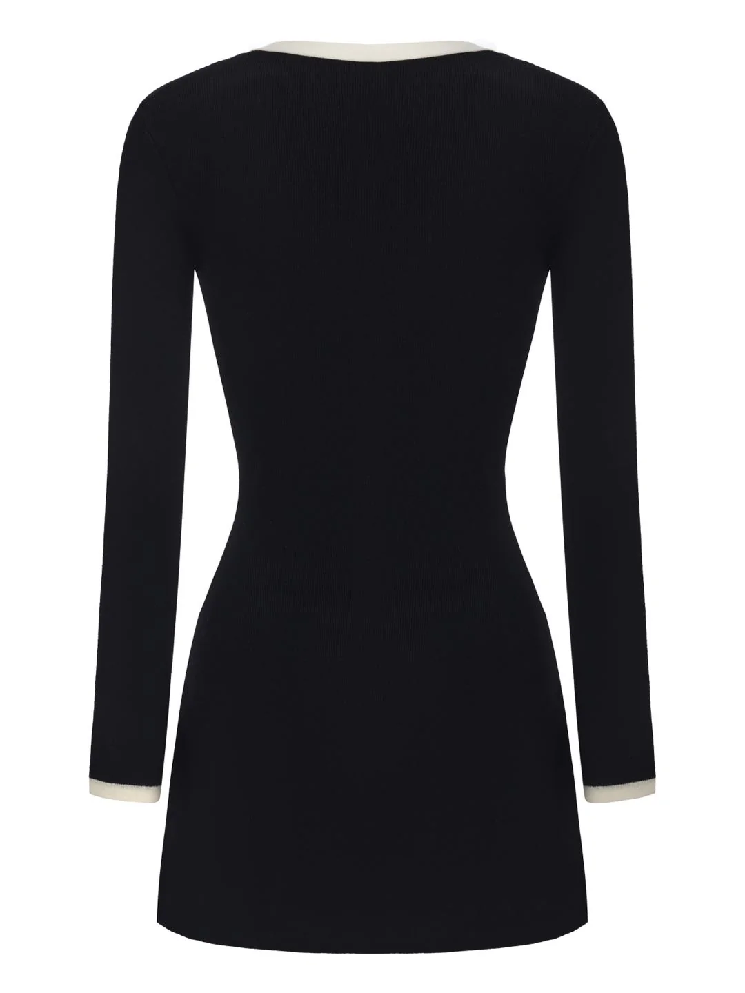 Yvette Contrast Knit Black Dress - Image 10