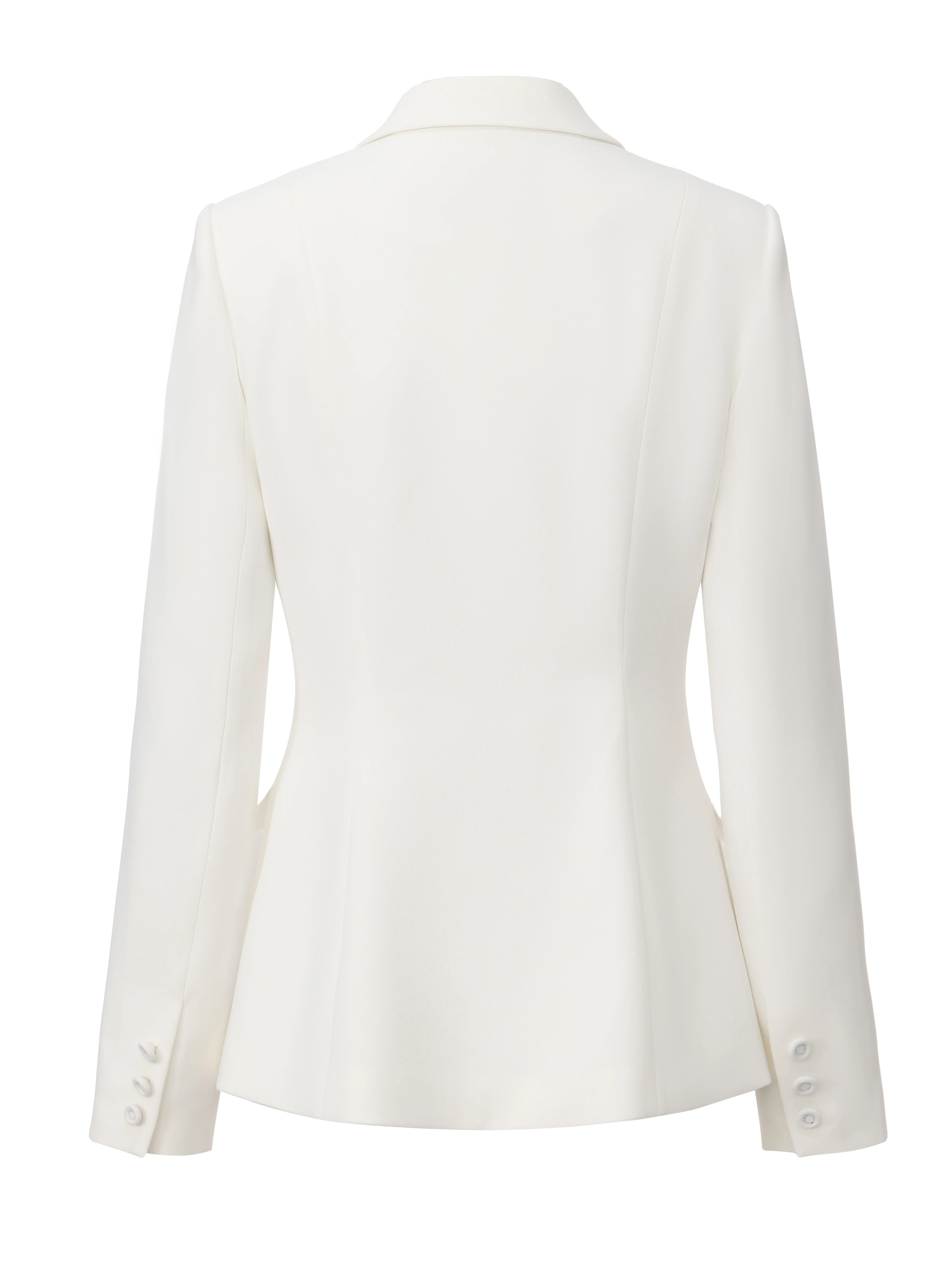 Yvette Satin Lapel Tailored White Blazer - Image 14