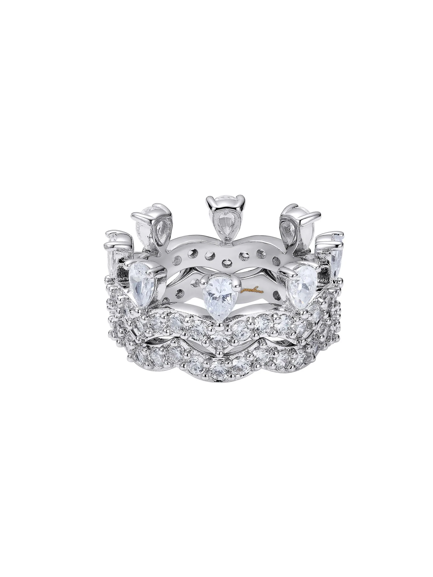 Yvette Stackable Pear Cut Crystal Ring Set - Image 7