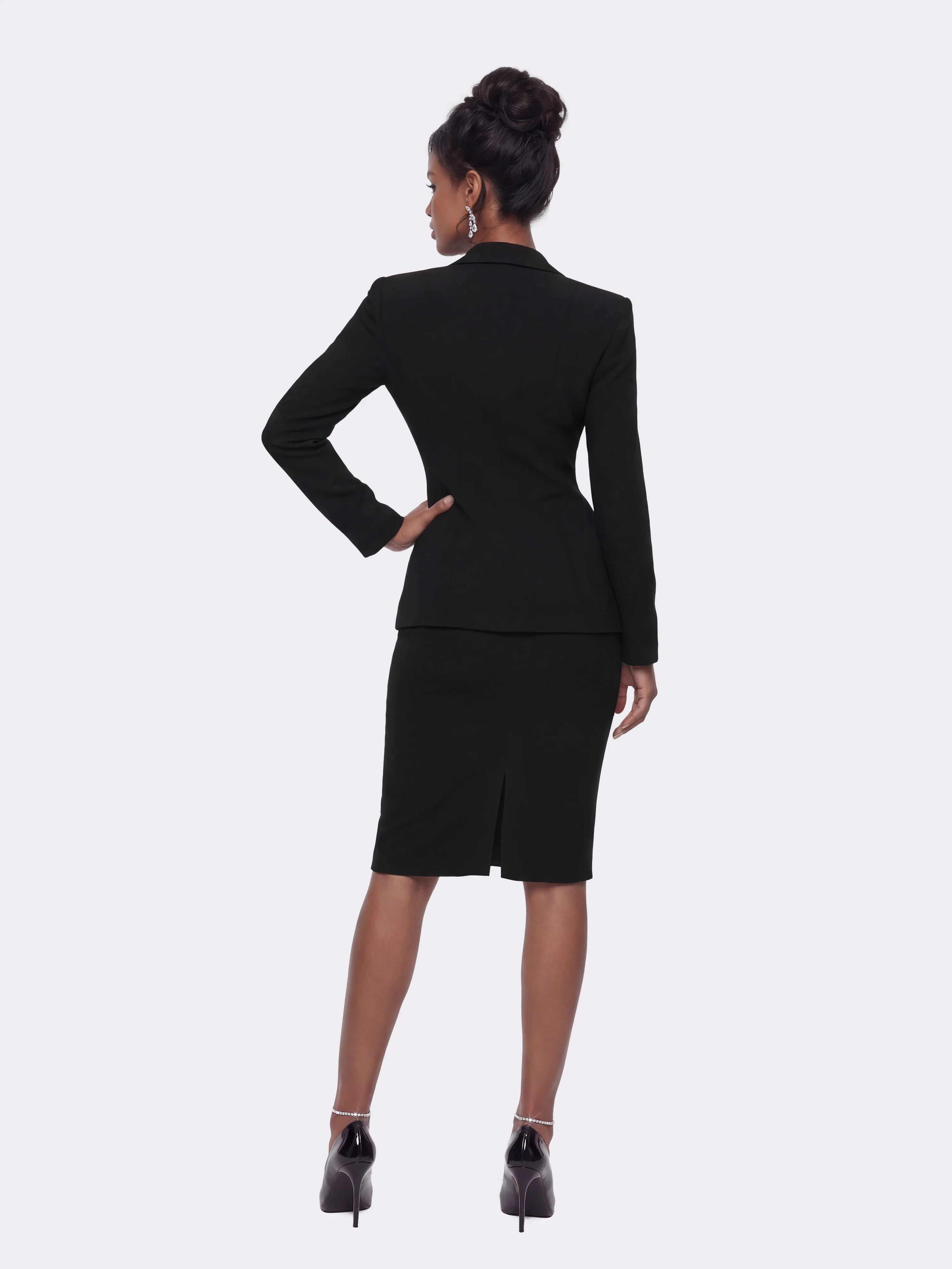 Yvette Satin Lapel Tailored Black Blazer - Image 7